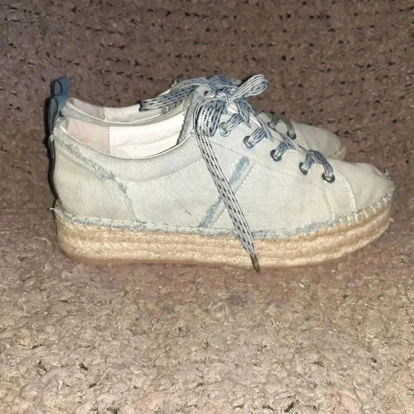 SAM EDELMAN-Carleigh Blue Chambray Denim Lace Up Espadrilles-Sz 8-Excellent - Picture 4 of 7